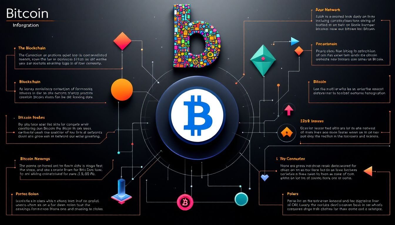 An infographic showing the basics of Bitcoin and its key features.